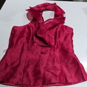White House Black Market, Red Silk Halter Women's Top Size 12
